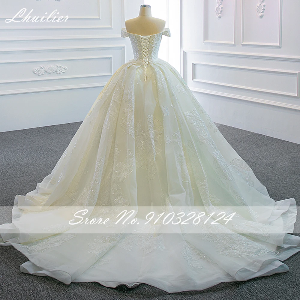 Lhuilier abiti da sposa con scollo a v in pizzo da donna con spalle scoperte abiti da sposa lunghi fino al pavimento con perline a vita alta