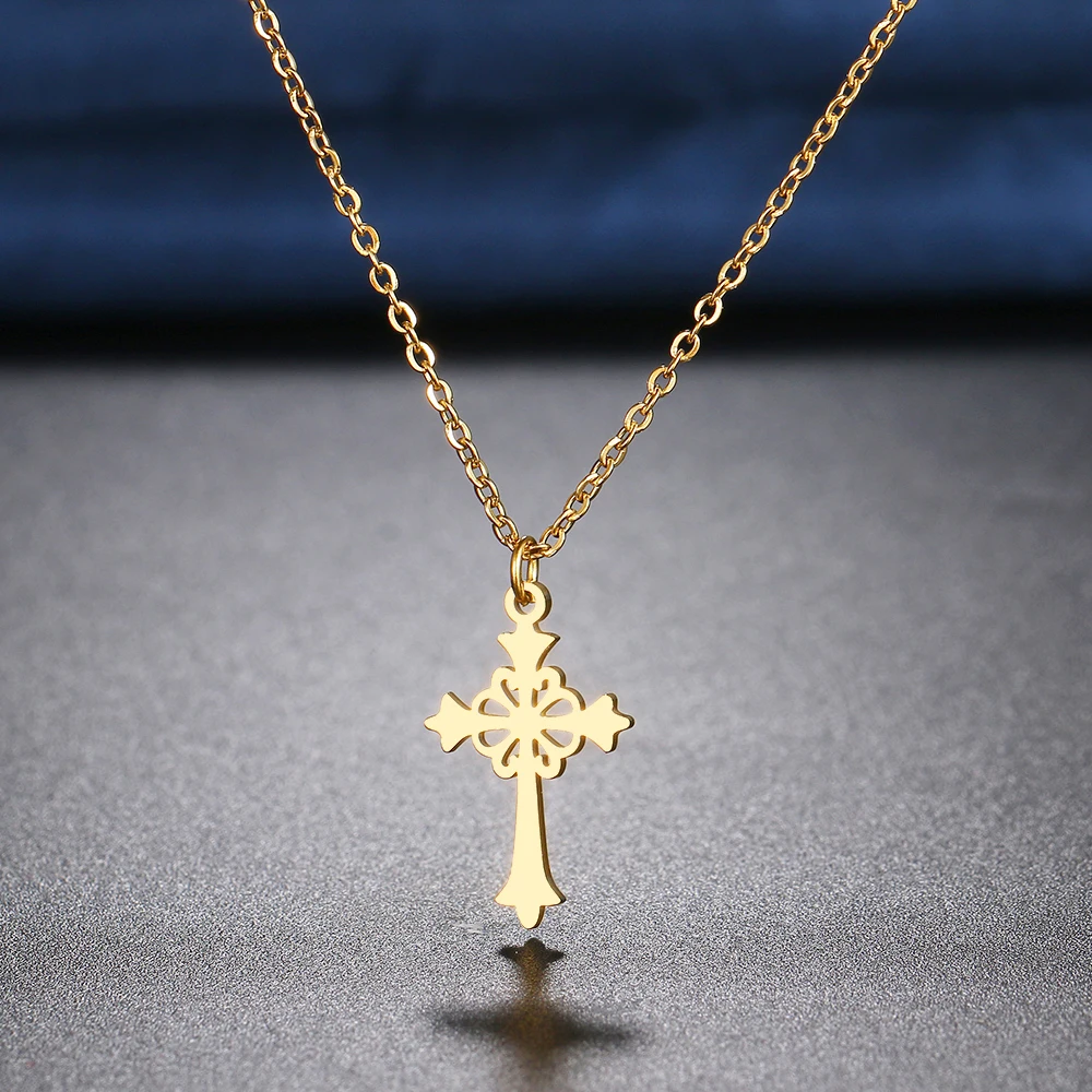 Stainless Steel Necklaces Vintage Style Cross Pendants Chain Choker Jewellery Fashion Necklace For Women Jewelry Wedding Gifts