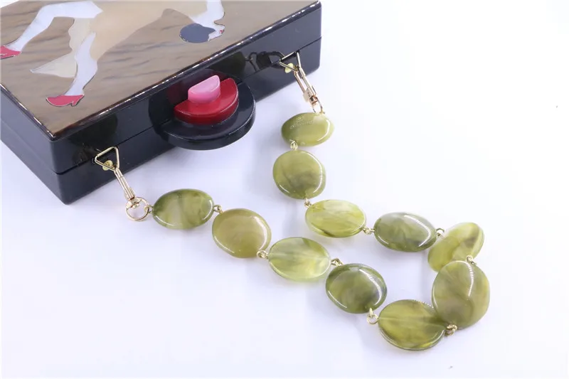 fashion design green beads chain handle diy decoration beads handle