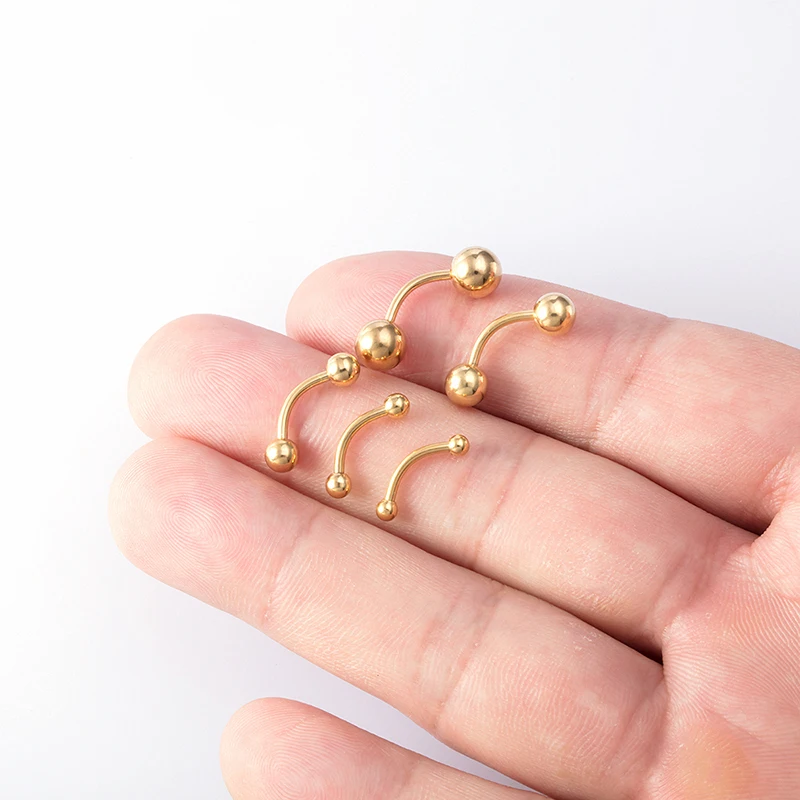 5pcs 2.5-6mm Eyebrow Piercing Banana Lip Ring Stainless Steel Curved Barbell Stud Helix Navel Cartilage Earring Body Jewelry 16G