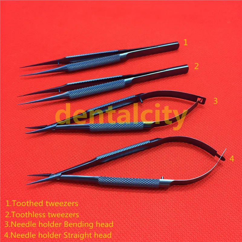 16cm Titanium Microsurgical Surgical Ophthalmic Instruments Dental Instruments Scissors+Needle Holders +Tweezers