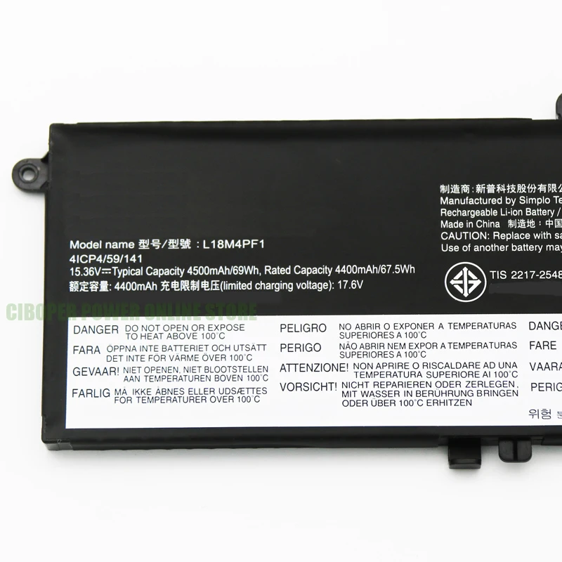 CP Laptop Battery L18D4PF1 L18M4PF1 For Yoga 9-15IMH5 C940-15IRH C940-15IRH IdeaPad S740-15IRH Series 5B10T83738 5B10U65276