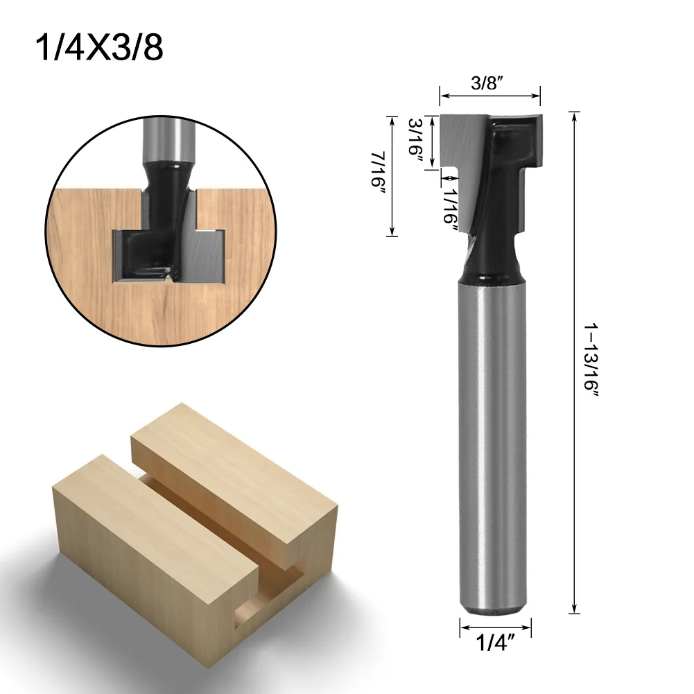 1/4 pollici gambo 6/8mm T-Slot Cutter lavorazione del legno Router Bit Set chiave foro Bit T scanalatura fresa Router fragole per legno