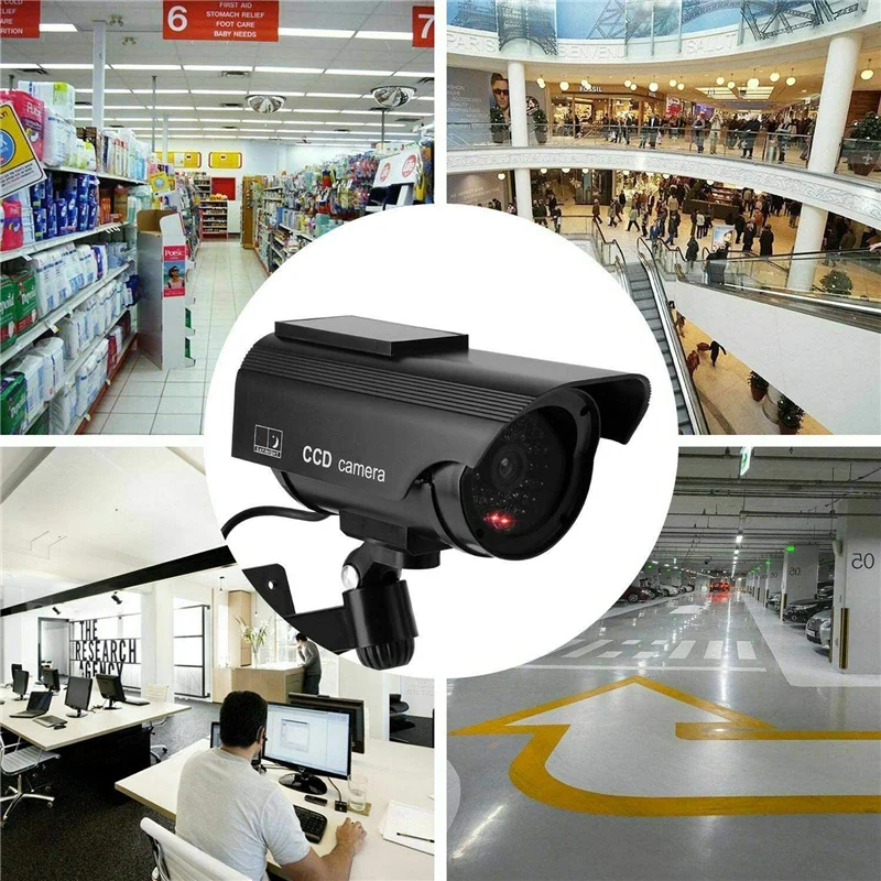 Solar Power Simulation Monitor, Wall Mounted 360 Degree Rotation Fake Camera for Indoor, Outdoor for Deterring, Criminals