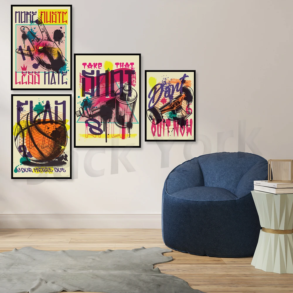 Hand gesture,Skate truck,Basketball urban graffiti,Art Canvas Paintings  Art Posters And Prints  Pictures For Living Room view 2