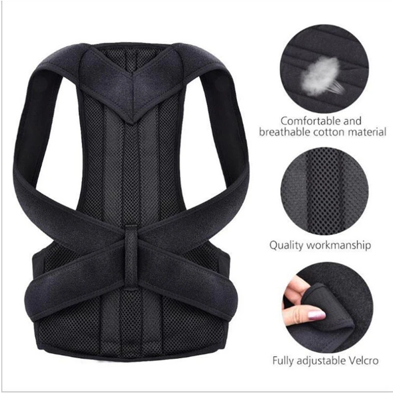 Women Body Shaper Shoulder Back Support Belts Men Posture Corrector Support Magnetic Brace Adjustable 3XL Plus Size