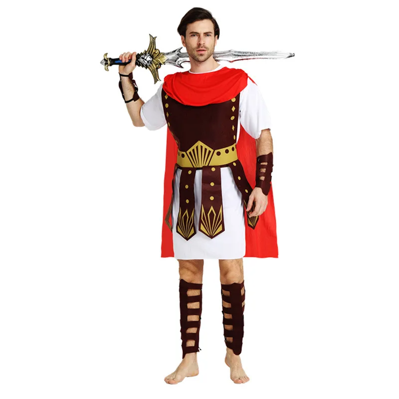 Umorden-Disfraz de caballero Julius Caesar para adultos, traje de Gladiador, Guerrero griego romano antiguo, Halloween, Purim, hombres, mujeres y niños