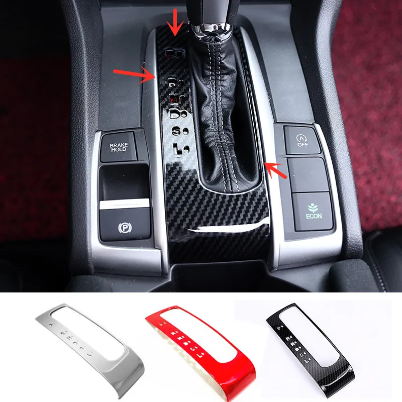 

For Honda Civic 10th 2016 2017 Accessories Car Gear Shift Knob Frame Panel Decoration Cover Trim Car Styling ABS Plastic 1 pcs
