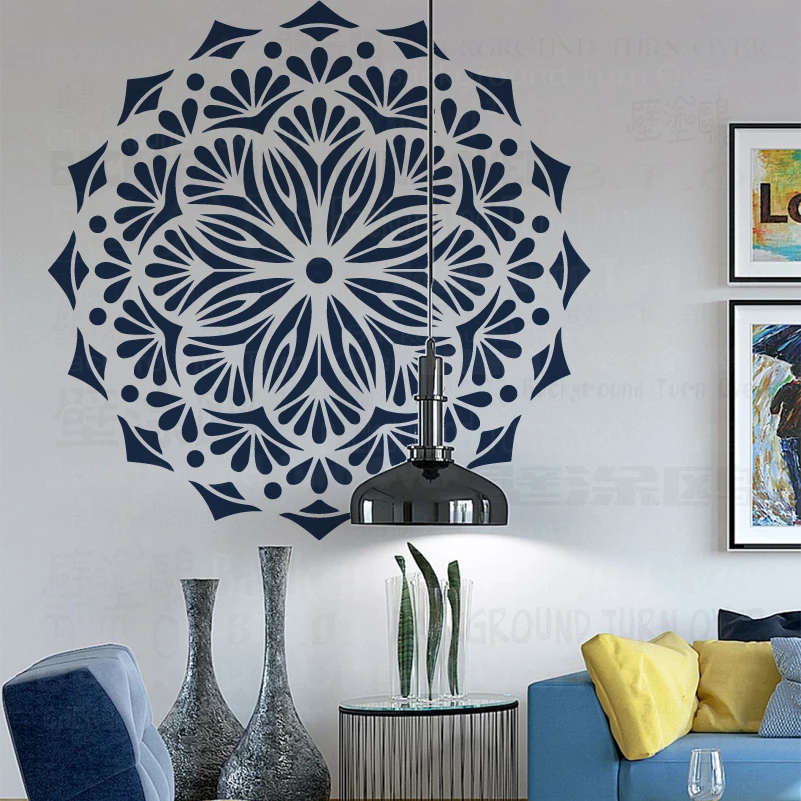 70cm - 110cm Stencil Mandala Extra Large For Painting Big Wall Flower Floor Template Walls Vintage Brick Tile Furniture  S102