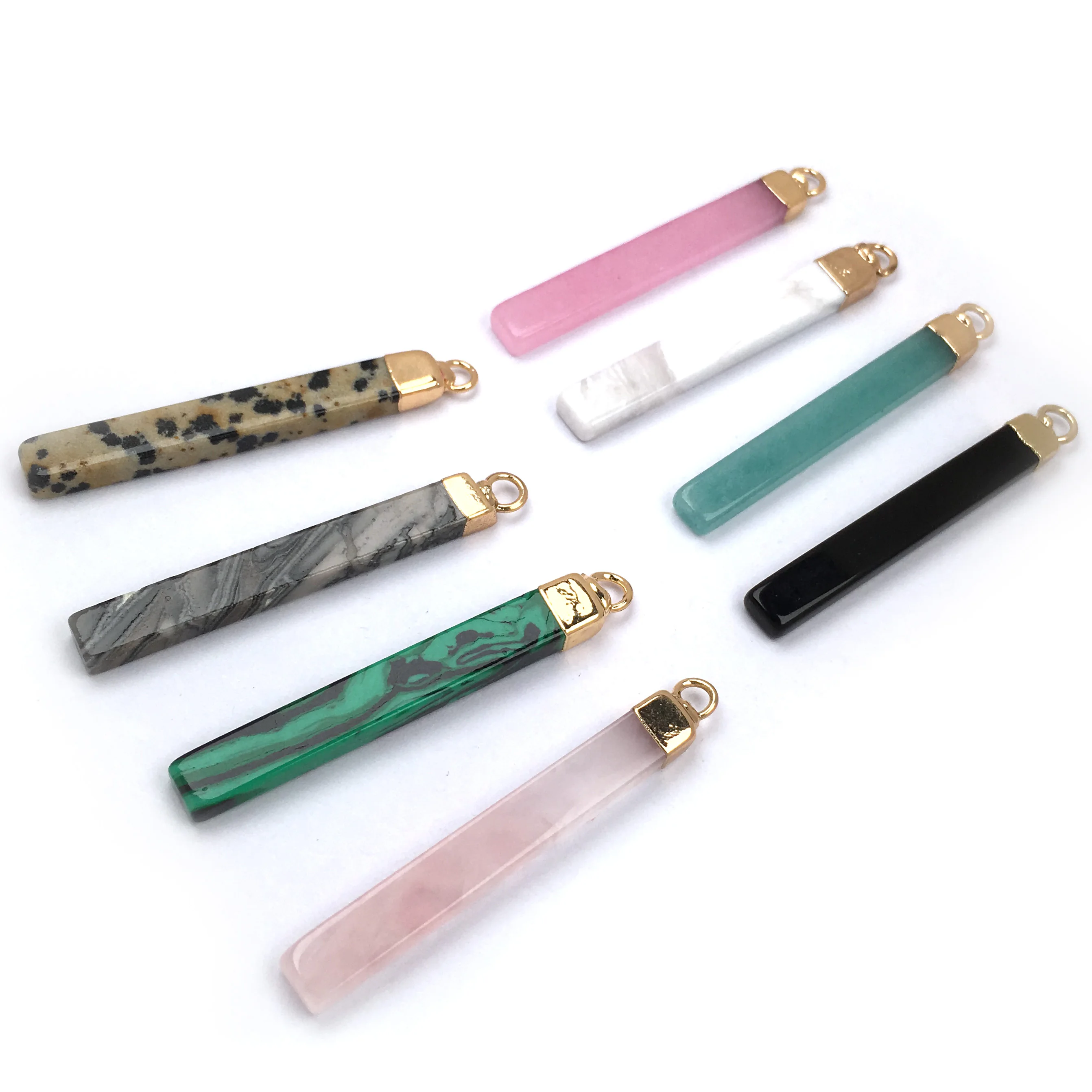 Natural Stone Crystal Pendant charm Rectangular Pendants for Jewelry Making Supplies DIY Fine necklace accessories size 5x45mm