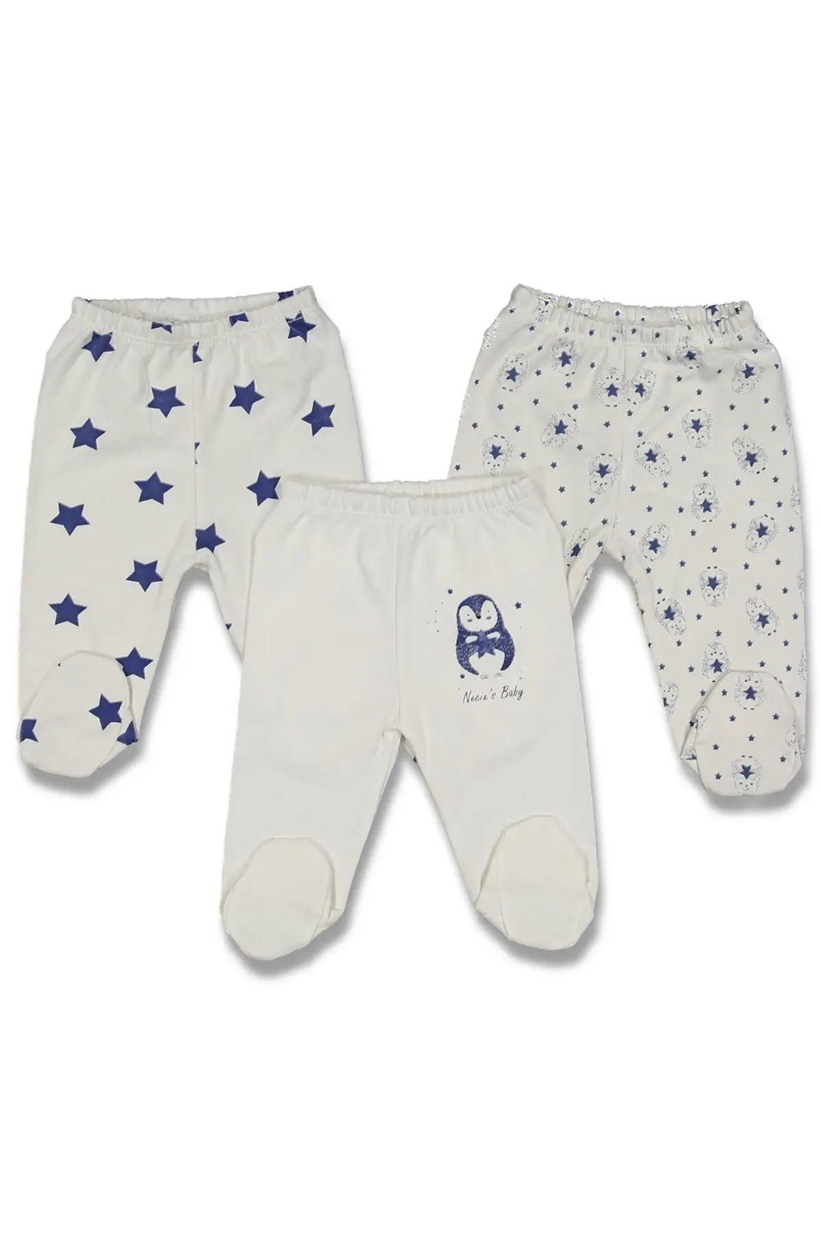 Penguin Star Pattern Baby 3'lü Tek Bottom Set