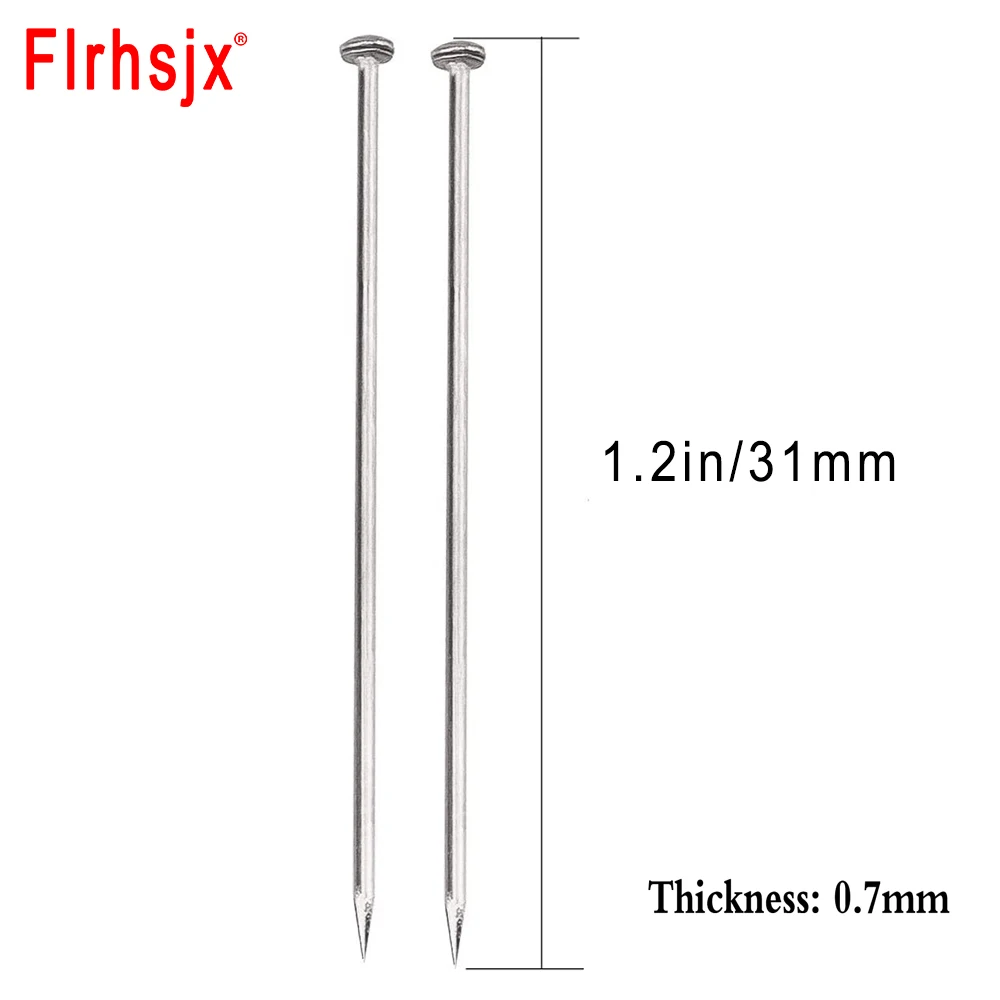 FLRHSJX 1000pcs 31mm Sewing Pins Stainless Steel Head Pins Fine Satin Pin Straight for Jewelry Making DIY Fabric Sewing Supplies