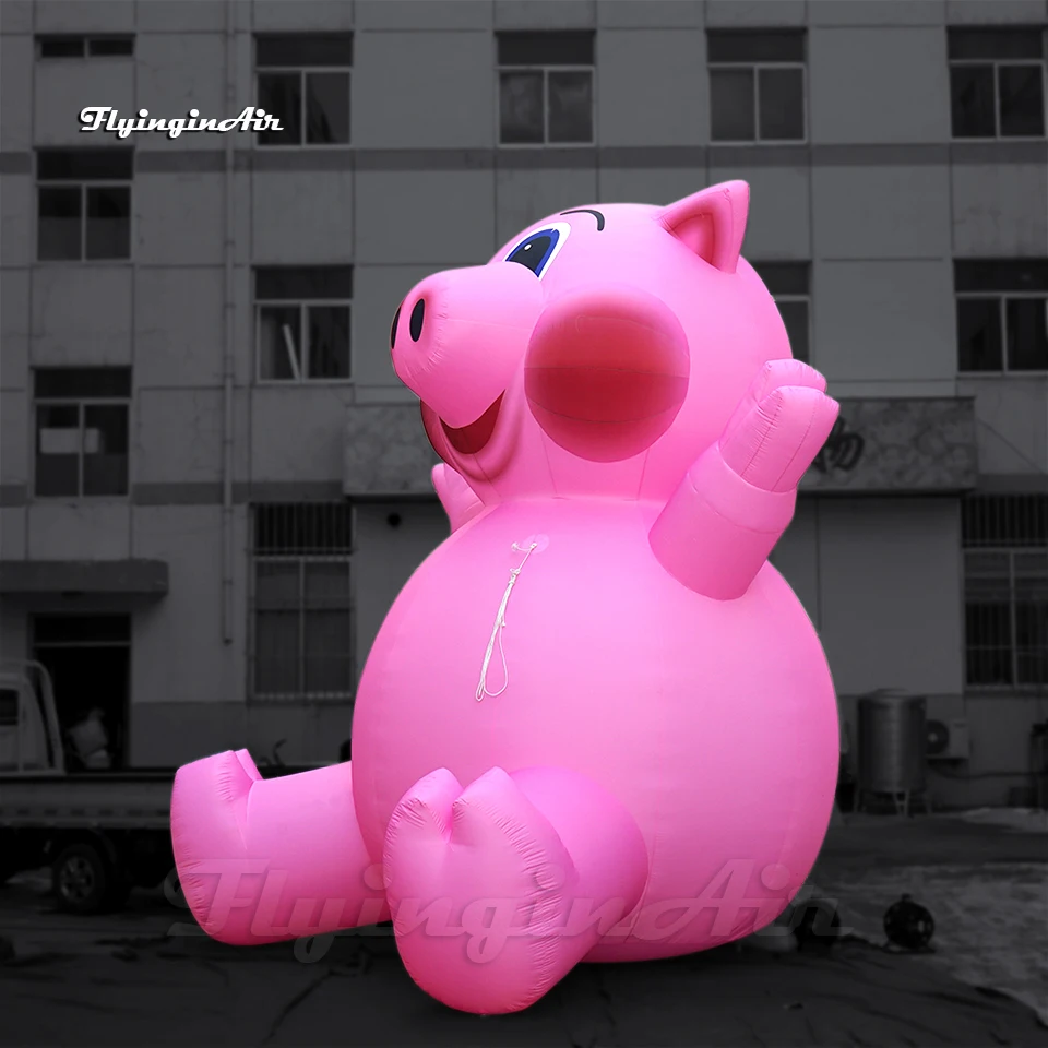 Concert Stage Decorations Personalized Animal Model Pink Inflatable Pig Balloon For Outdoor Park Event