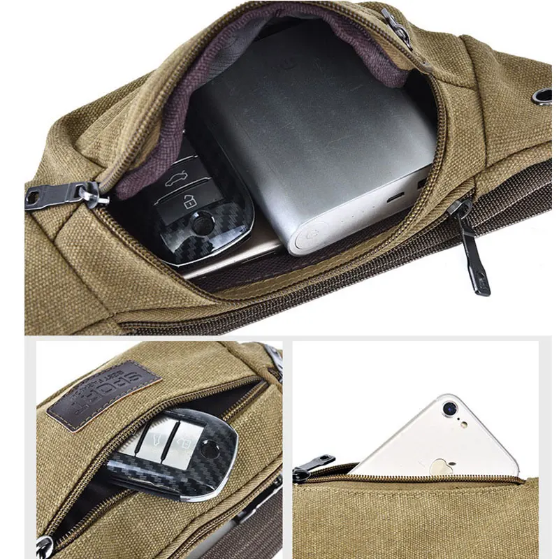 Sports Waist Packs Casual Canvas Hidden Anti-theft Chest Bags Body Running for Men Women Tourist Cycle Crossbody Bag Pocket