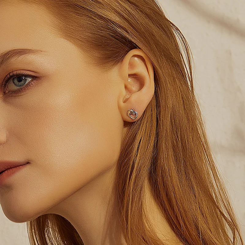 WOSTU Authentic 925 Sterling Silver Fairy Wings Star Unicorn Stud Hoops Earrings Women Opal Party Wedding Fine Jewelry Gift