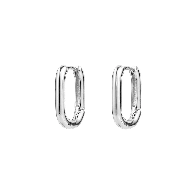 Authentic 925 Sterling Silver Korean New Trendy O-Shape Square Hoop Earrings Temperament Simple Charm Elegant Jewelry Accessorie