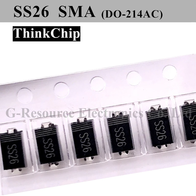 

(100pcs) SS26 SMA (DO-214AC) SMD Schottky Diode