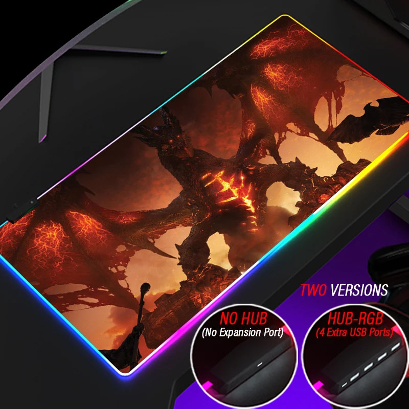 Lich King Mouse Pad RGB Azeroth HUB PC 4 Port USB Illuminate WOW Read-write Desk Mat Custom World of Warcraft Mousepad Playmat