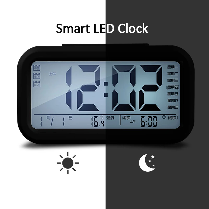 2022 led digital despertador backlight snooze mudo calendário desktop eletrônico bcaklight relógio de mesa