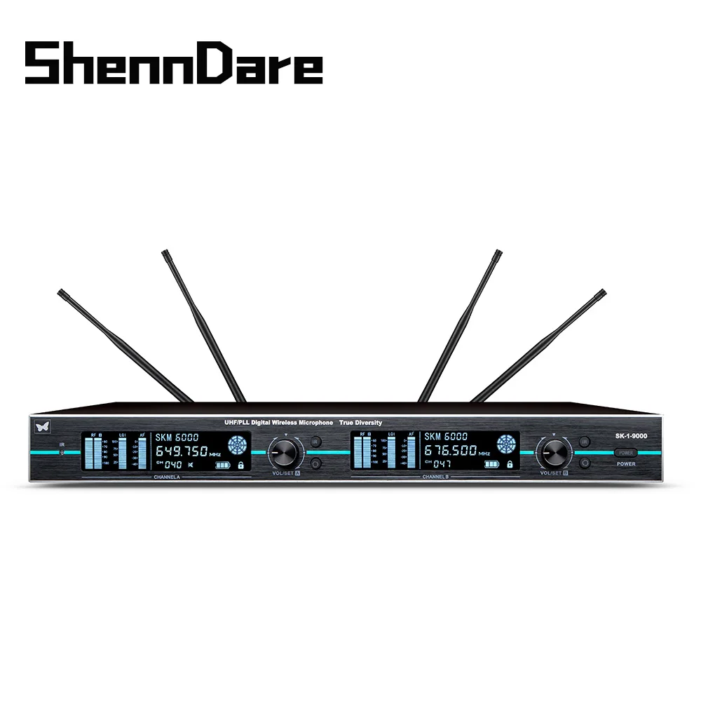 ShennDare SK1-9000 Цифровая беспроводная микрофонная система True Diversity Профессиональный двухканальный микрофон УВЧ для DJ-конференций Ручной микрофон для мероприятий на открытом воздухе в церкви