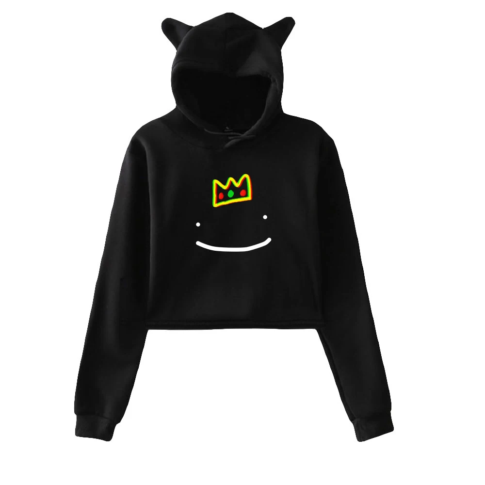 

Ranboo Dreamwastaken Merch Print Cat Cropped Hoodies Girl Long Sleeve Hooded Pullover Crop Tops Sweet Sexy Loose Kawaii Tide