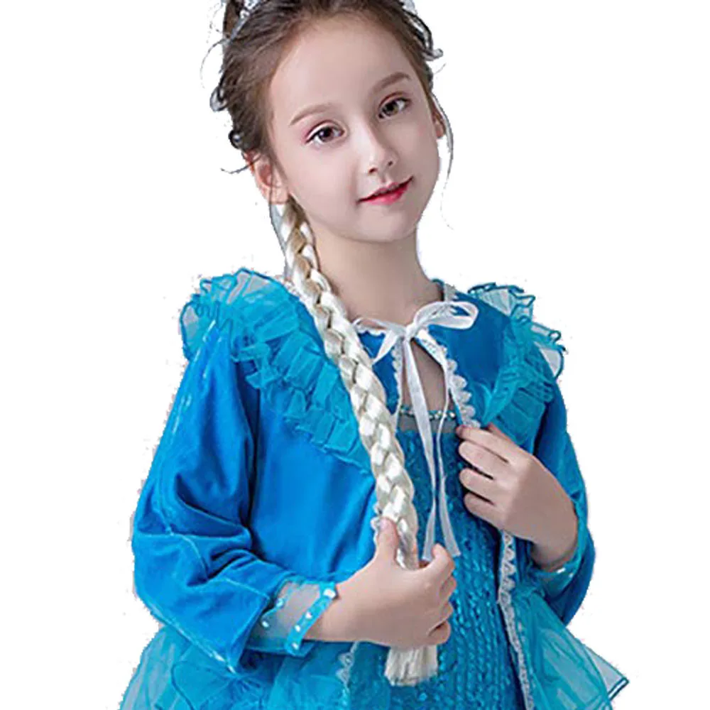 Princess Elsa Braid Headband Hairpiece Cosplay Braided Wigs Elsa Dress Up Set for Toddler Girls Party Wedding, Birthday