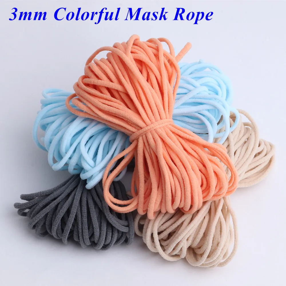 3mm Round Elastic Band Mask Rope Rubber Band For Masks Garment Elastic Tape Mask Ear Hanging Cord String DIY Sewing Accessories