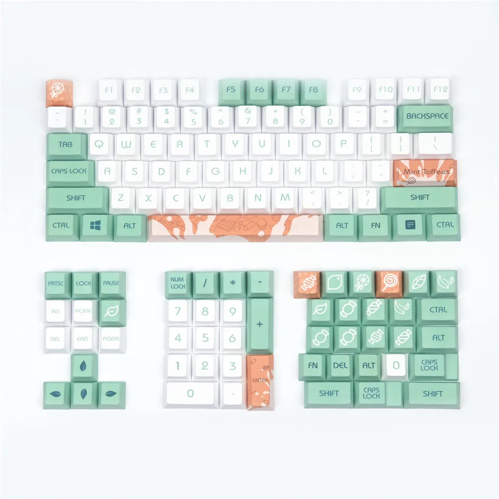 

Mint Milk Keycaps Cherry Profile PBT DYE-Sublimation 128 keys 1.75U 2U Shift For GH60 61 64 87 96 104 108 Mechanical keyboard