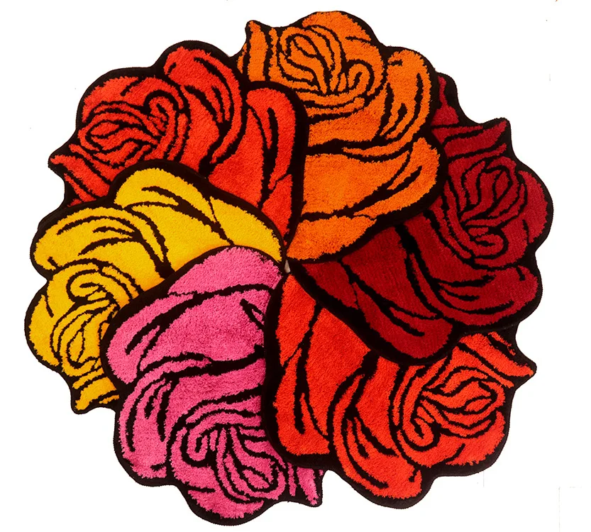 Red Rose Carpet for Livingroom/Bedroom/Bathroom/Wedding Rug Soft Shaggy Plush Washable Absorbent Microfibers Area Rug Bath Mat