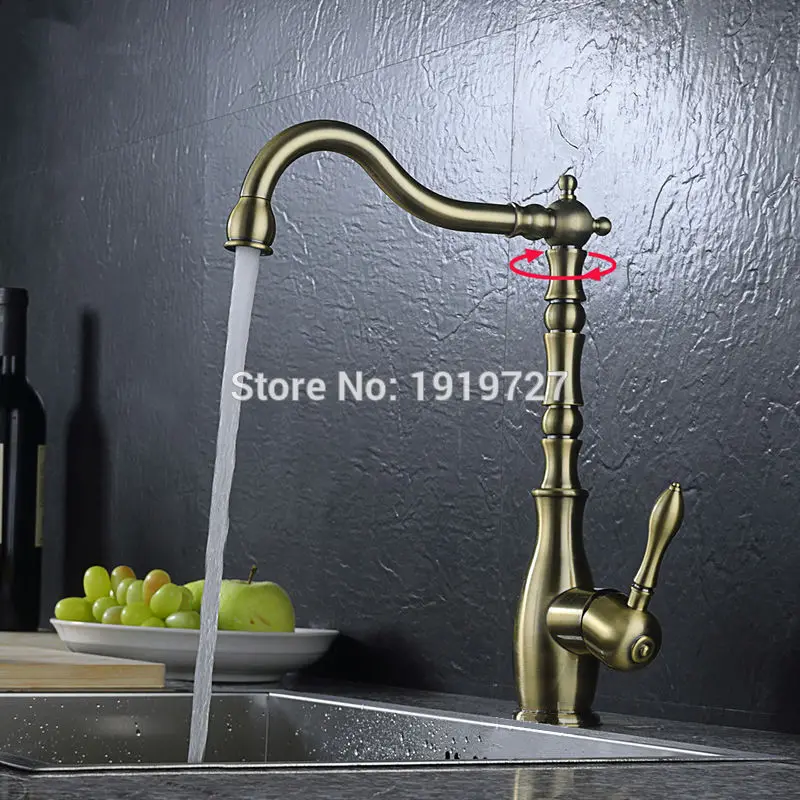 

Vidric Wholesale Classic Style Unique Design High Quality Single Hole High Arc Kitchen Sink Faucet with Swivel Spout, Brushed Br