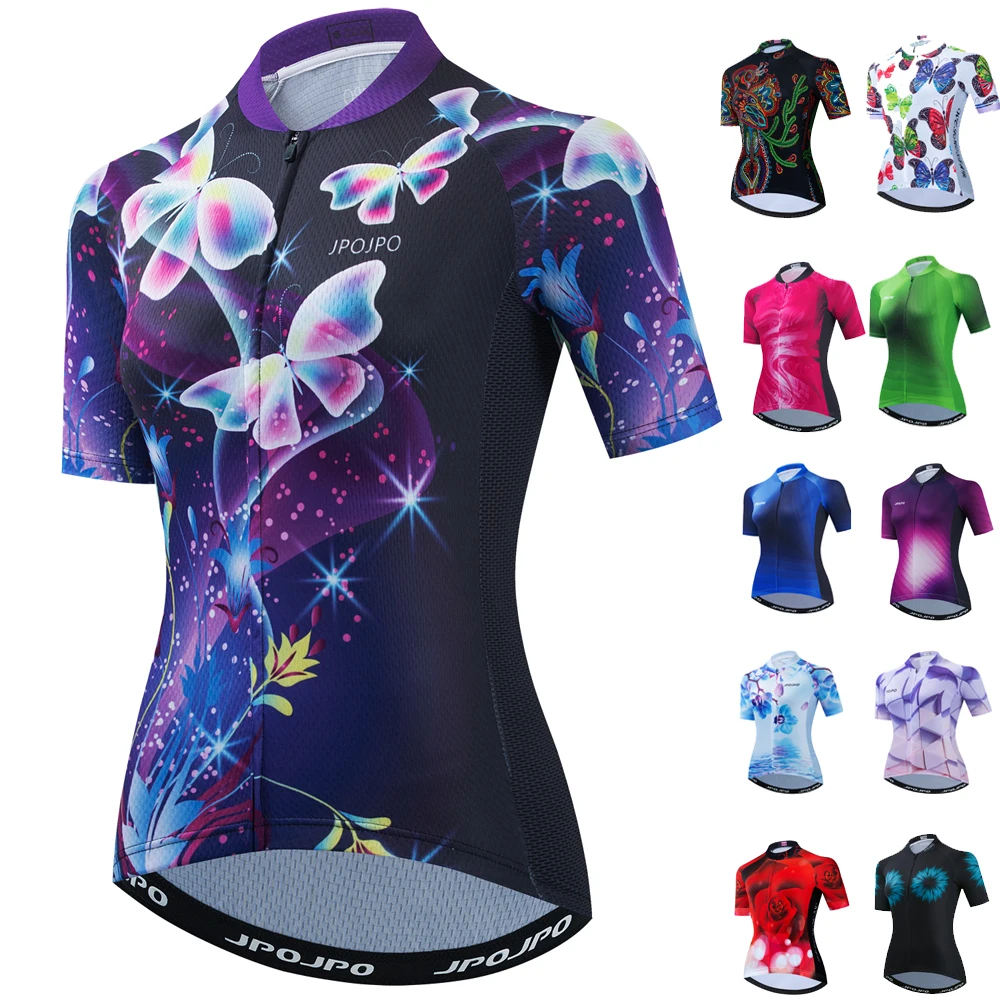 Women's Cycling Jersey Short Sleeve Summer Bicycle Clothing Quick-Dry Mountain Female Bike Shirt Maillot Ciclismo Mujer Purple