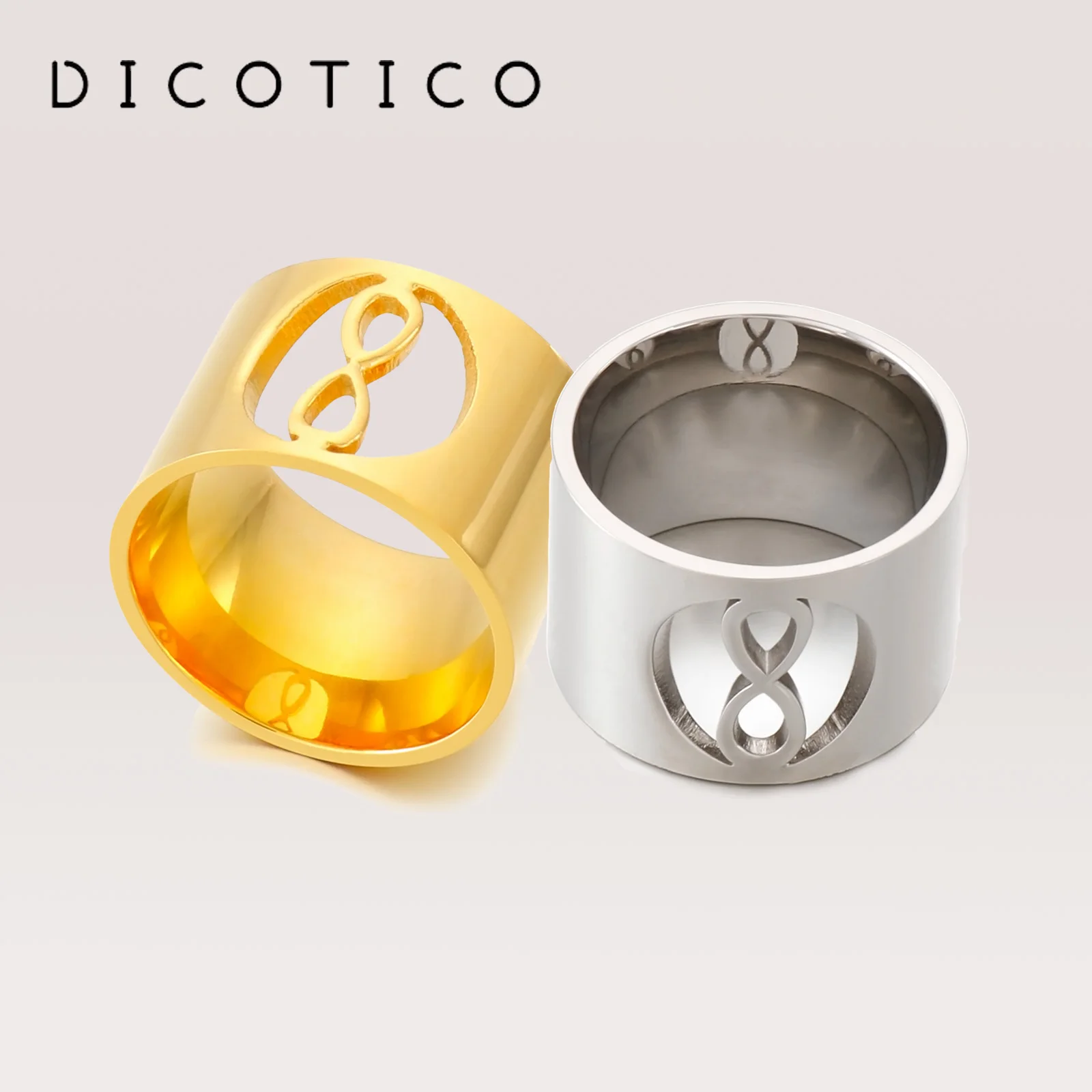 DICOTICO Cutting Technology Stainless Steel Anillos Muer Fashion Jewelry Polished Shiny Rings For Women Wedding Bands Accessory