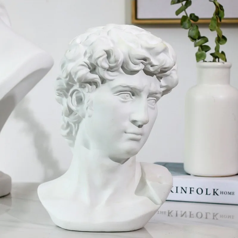 15cm David Statue Head Portraits Mini Gypsum Michelangelo Home Decoration Resin Art Craft Sketch Practice Room Decor sculpture
