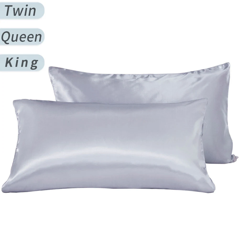 

2pcs Soft Satin Silk Pillowcase Pure Natural Mulberry Home Decor Standard/Queen/King Pillow Cover Chairs Cushion Cover