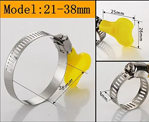 60 Piece 9-38mm Key-Type Adjustable Stainless Steel Hose Clamp, Pipe Clamp, Worm Gear Clamps Ideal for Plumbing,Automotive