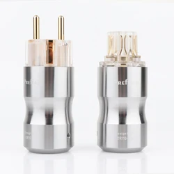 P089ETG 1 pair Preffair Hifi audio 24K Gold plated Transparent EU Schuko  power plug Audio power plug HIFI Power supply socket