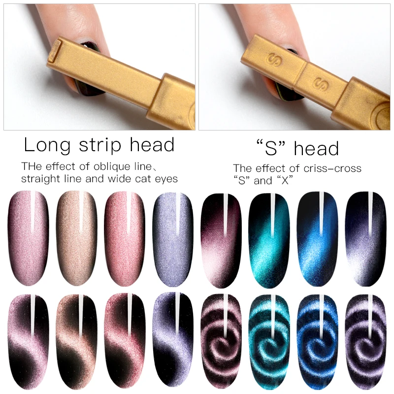 

1pc Nail Art Cat Eyes Magnet Set Stick Strong Effect Magetic Stick Board for Nail Gel Polish Varnish 3D Line Strip Magnetic Tool