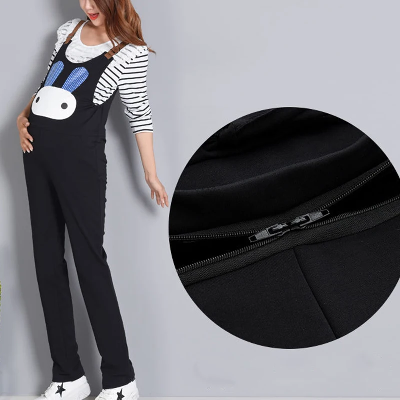 2021 New Pregnant Women Jumpsuit Maternity Printing Corduroy Casual Pants Plus Fleece Autumn And Winter Clothes Rompers Trousers