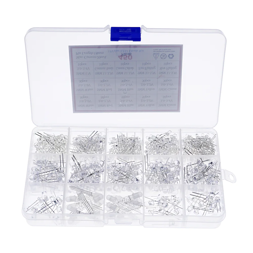 450Pcs/Box White Green Red Blue Yellow UV LED Ultraviolet Light-emitting Diode Slow/Fast Flash RGB Light