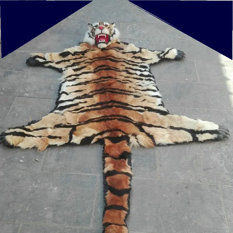 200cm Simulation Tiger Head & Skin Pendant Polyethylene Furs Handwork Home Decoration Gift Large Size Animal Themed Ornament