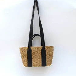 TOBO, bandolera de viaje para vacaciones, bolso tejido, bolso de paja con bolsillos, bolsos de paja hechos a mano para playa, bolsos de mujer, bolsos cruzados de diseñador