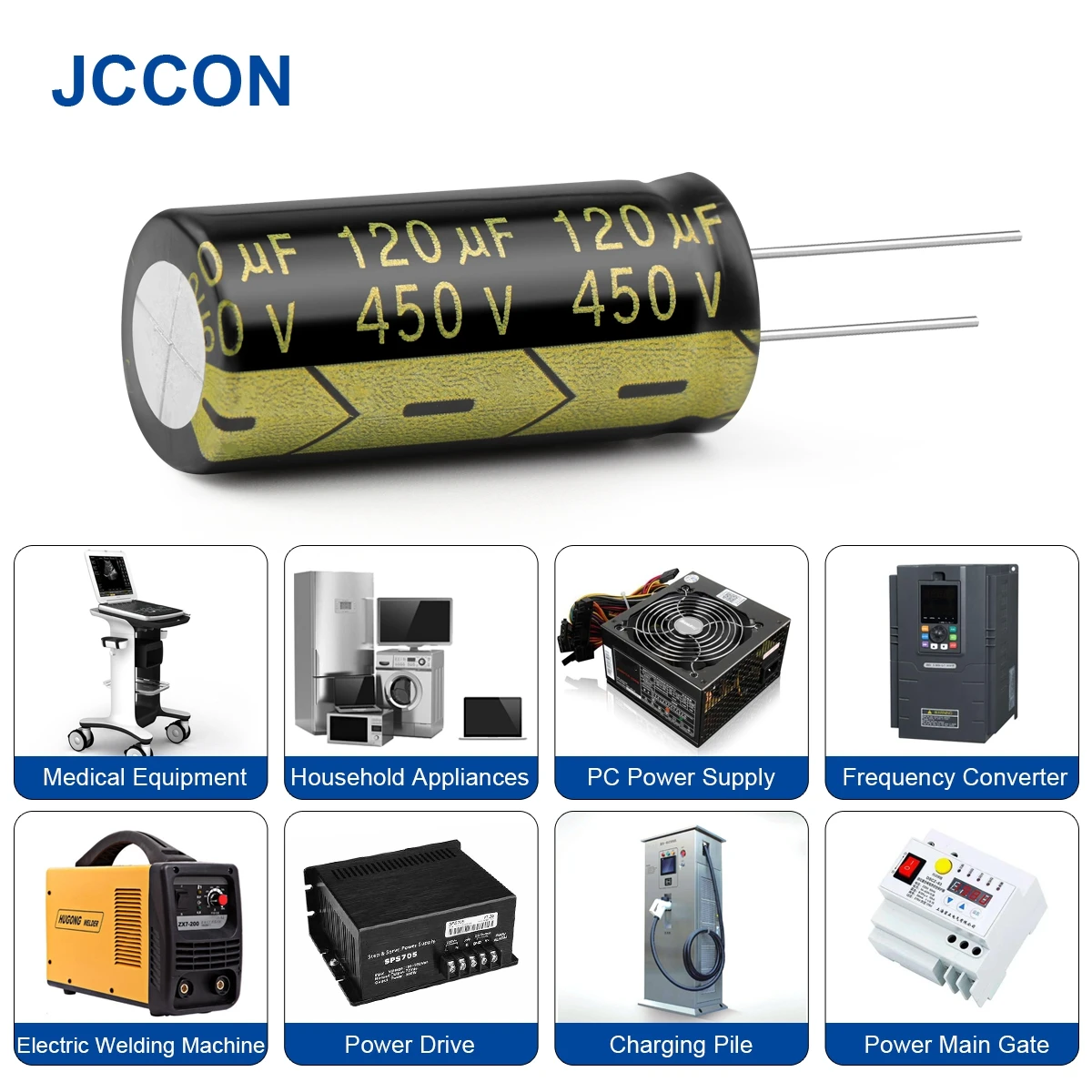 10 sztuk JCCON aluminium elektroniczny kondensator 450V120UF 18x40mm wysokiej czฤstotliwoลci niskie ESR niska opornoลฤ kondensatory