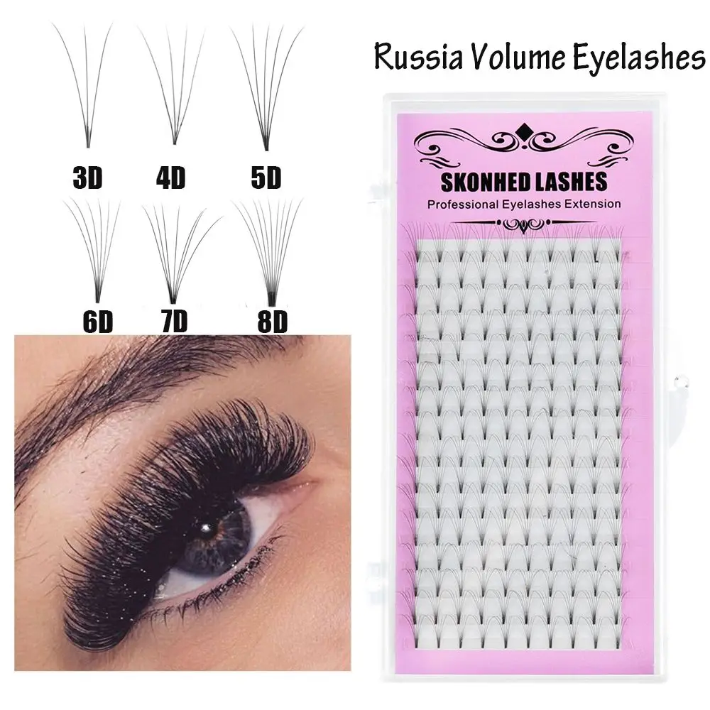 

SKONHED 16 Rows Handmade C/DCurl Semi Permanent 0.07 Thickness Premade Volume Fans Faux Mink Hair False Eyelashes Lash Extension