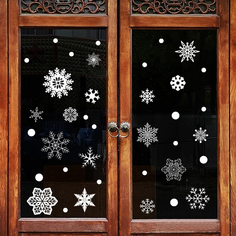 Christmas 37pcs Glitter Snowflake Clings Window Film Glass Sticker Static Decal New year shop window decoration