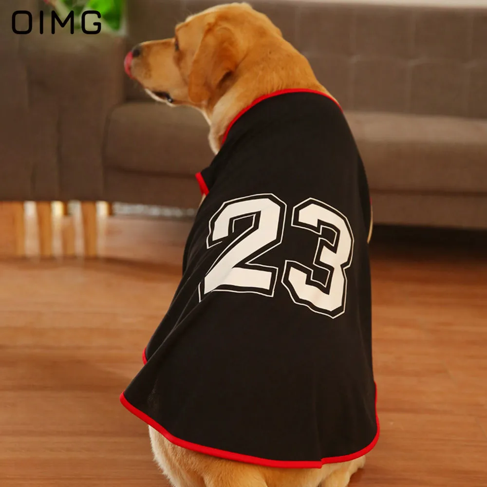 OIMG Numbers Printed Big Dog Sleeveless T-Shirts Golden Retriever Labrador Husky Sport Dog Jersey Breathable Large Dogs Clothes