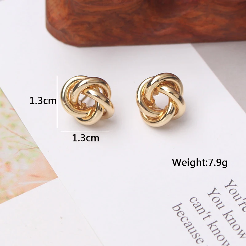 Tiny Metal Stud Earrings for Women Gold Color Twist Round Earrings Small Unusual Earrings Boucles D'Orailles Fashion - detail 2