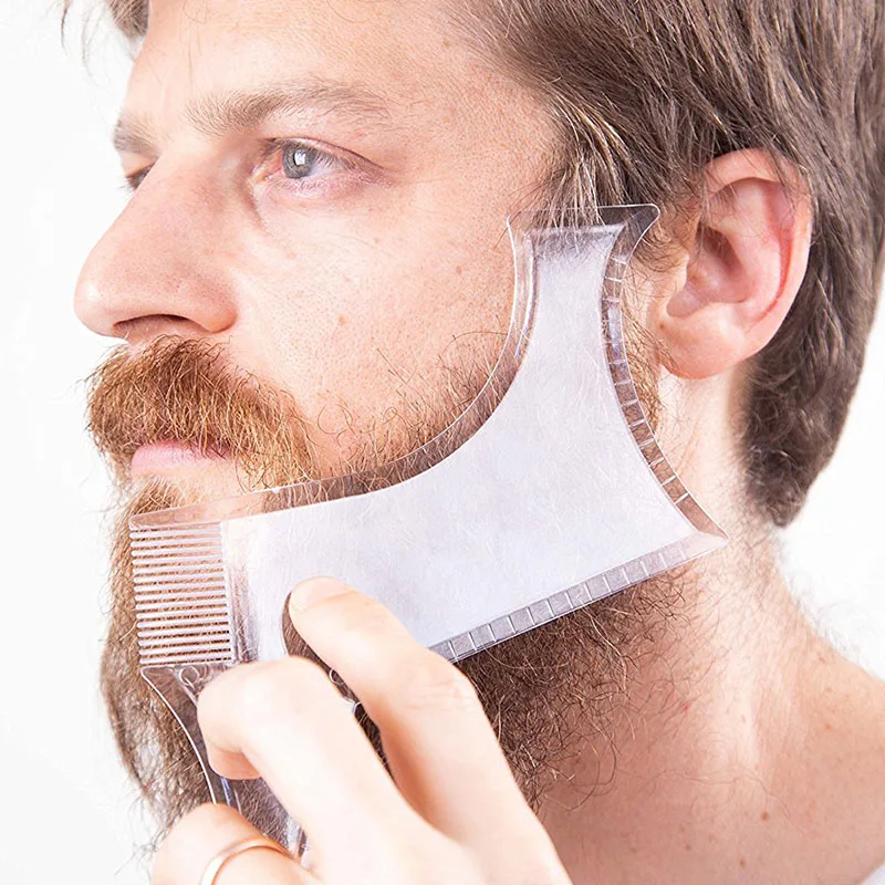 Men Beard Shaping Styling Template Comb Transparent Men\'s Beards Combs Beauty Tool for Hair Beard Trim Templates