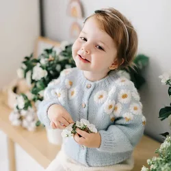 MILANCEL Autumn Baby Clothes Embroidered Cardigan Little Daisy Sweater