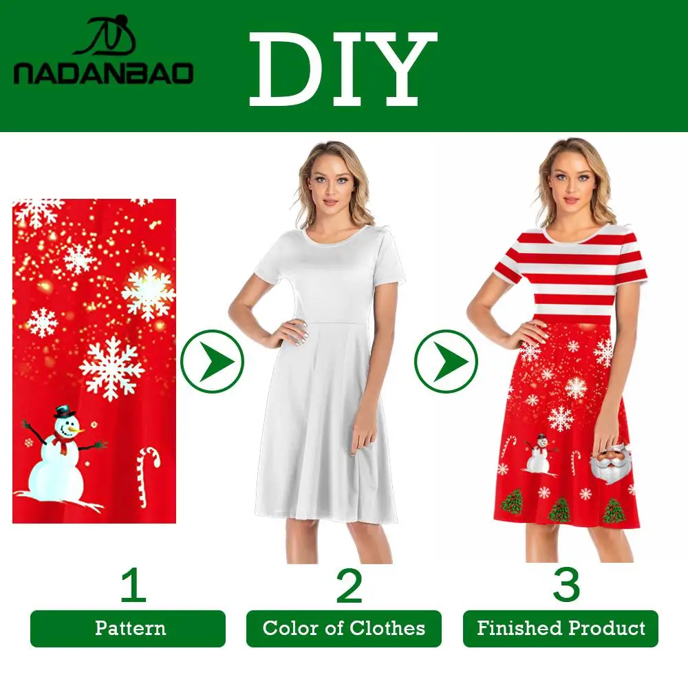 NADANBAO Customize Summer Dress For Women Short Dress DIY 3D Printing Sexy Elastic Short Sleeve Dresses