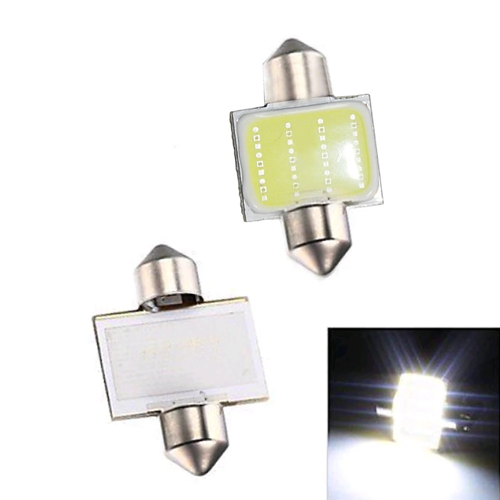 2 pçs 12smd 31mm branco cob led de3175 lâmpadas para o interior do carro cúpula mapa lâmpada de luz super brilhante substituição do carro acessórios
